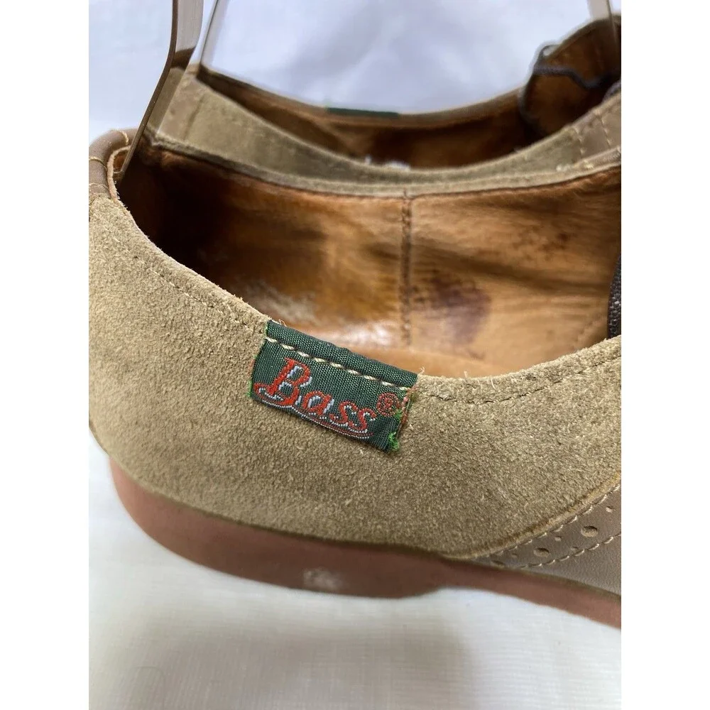 GH Bass Mens Saddle Oxford Size 8 Tan Camel Suede Leather Gum Sole Casual Shoe